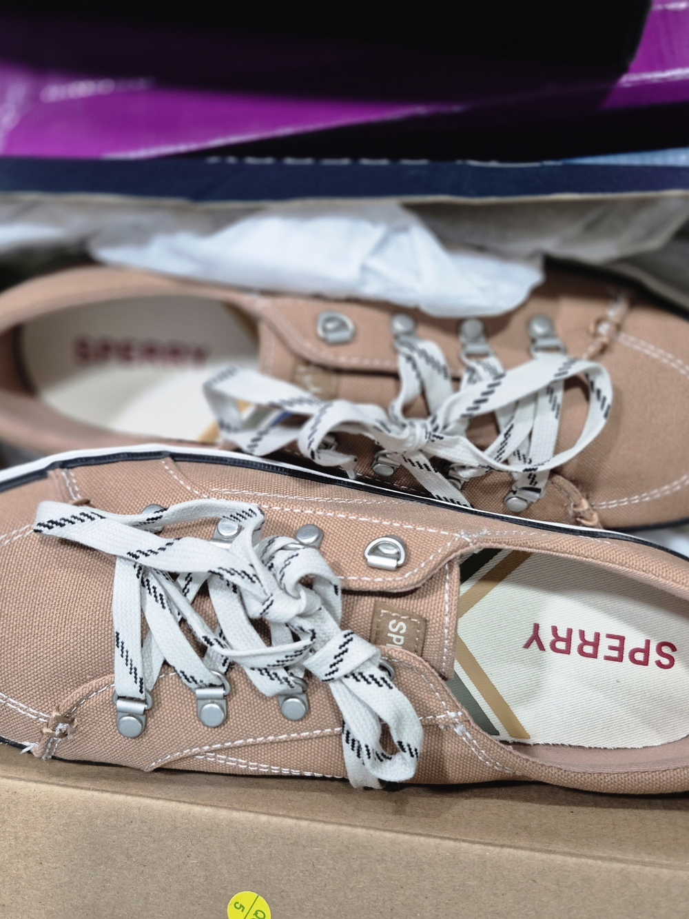 Sperry Canvas Lace-Up Sneakers in Blush Pink